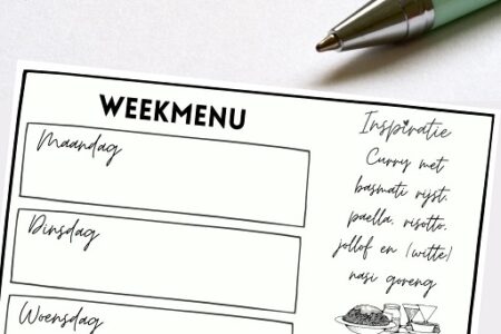 SFEERBEELD WEEKMENU PLANNER ELLEN MAE GRATIS INSPIRATIE